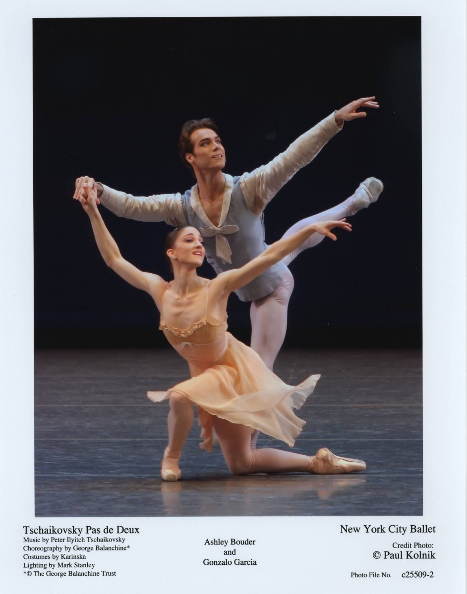 Ashley Bouder and Gonzalo Garcia in BalanchineaAAAAAAAAs Tschaikovsky Pas de Deux. Photo credit: Paul Kolnik